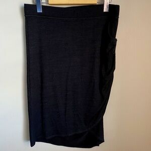 Wilfred Free Women's Black Side Ruched Pull-On Midi Skirt Size Large‎